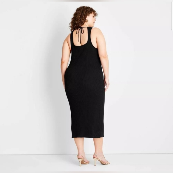 Women's Button-Front Ribbed Midi Dress - Future Collective Black - Picture 2 of 8